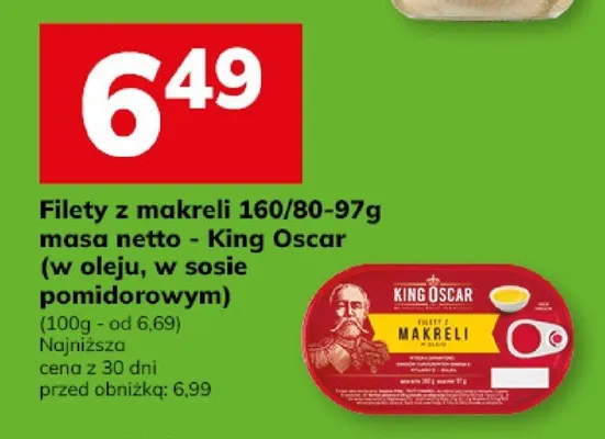 Filety z makreli 160/80-97g masa netto (w oleju, w sosie pomidorowym) promocja w Hitpol