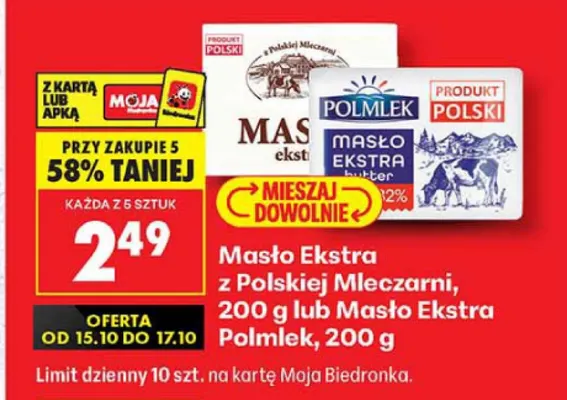 Masło ekstra z Polskiej Mleczarni promocja w Biedronka