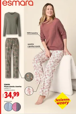 Piżama damska z bawełny Esmara promocja w Lidl
