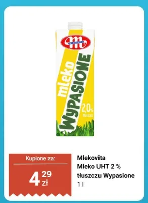 Mleko UHT Wypasione Mlekovita 2% promocja w Biedronka
