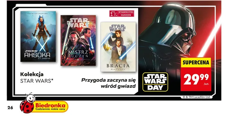 Książki kolekcja Star Wars, różne tytuły promocja w Biedronka
