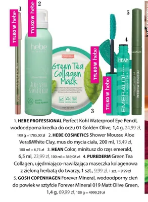 Kredka do oczu Hebe Professional Perfect Kohl Waterproof Eye Pencil wodoodporna 01 Golden Olive promocja w Hebe