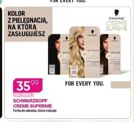 Farba do włosów Schwarzkopf Creme Supreme promocja w Drogerie Koliber
