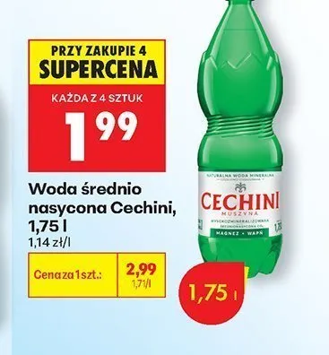 Woda średnio nasycona Cechini promocja w Biedronka