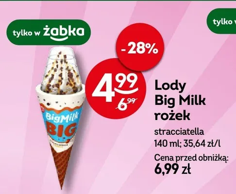 Lody rożek stracciatella promocja w Żabka