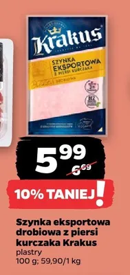 Szynka eksportowa drobiowa z piersi kurczaka plastry promocja w Netto