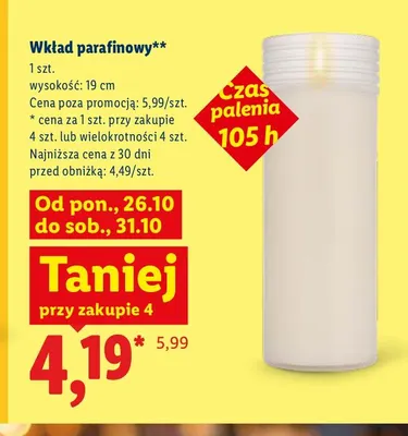 Wkład parafinowy 19 cm promocja w Lidl
