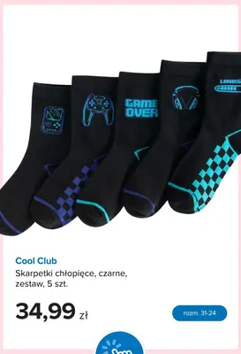 Skarpetki chłopięce czarne 5-pak Cool Club promocja w Smyk