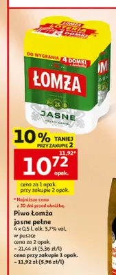 Piwo Łomża Jasne Pełne promocja w Auchan