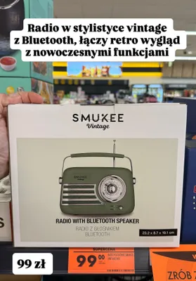 Radio z głośnikiem bluetooth w stylistyce vintage promocja w Biedronka