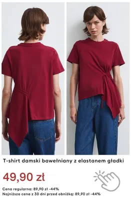 T-shirt damski bawełniany z elastanem gładki promocja w Medicine