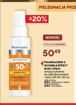 Emulsja ochronna do ciała Pharmaceris S Invisible Effect Body Spray SPF 50+ promocja w Ziko Dermo