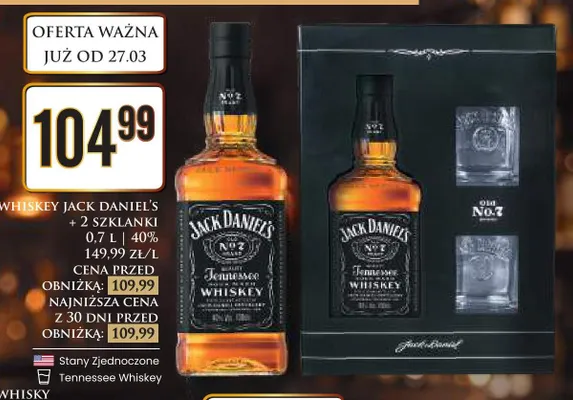 Whiskey + 2 szklanki promocja w Dino