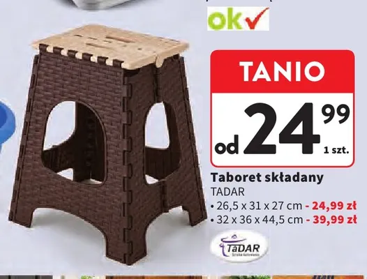 Taboret składany 32x36x44,5 cm Tadar promocja w Intermarche