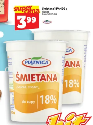 Śmietana 18% Piątnica promocja w TOPAZ