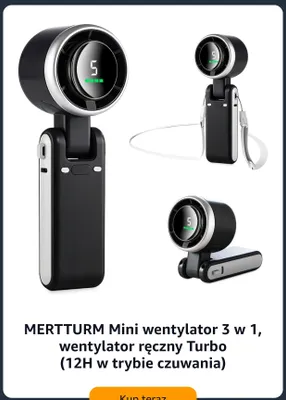 Wentylator ręczny MERTTURM Mini 3 w 1 promocja w Amazon