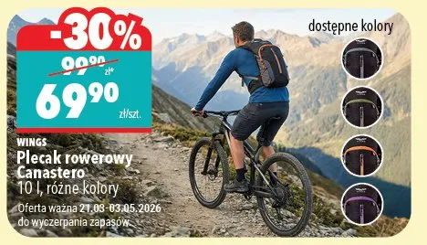 Plecak rowerowy Canastero 10l Wings promocja w Biedronka Home