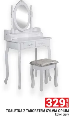Toaletka z taboretem Sylvia Opium kolor biały promocja w Merkury Market