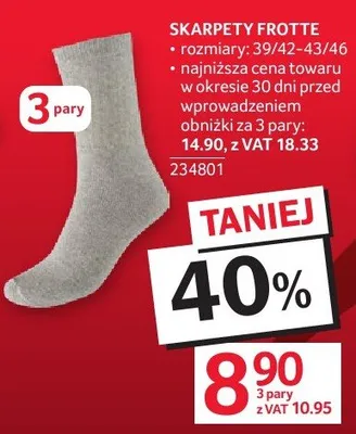 Skarpety Frotte rozmiary 39/42-43/46 promocja w Selgros