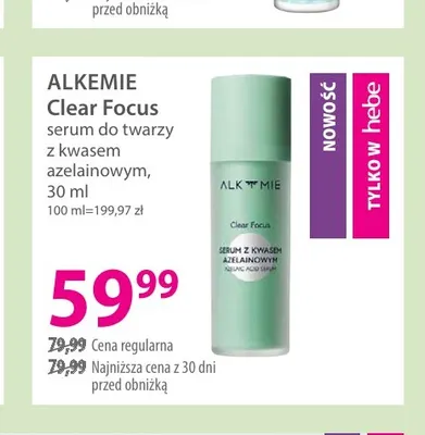 Serum do twarzy z kwasem azelainowym Clear Focus Alkemie promocja w Hebe