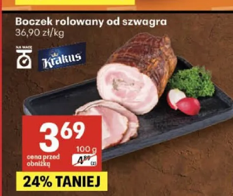 Boczek rolowany od szwagra Krakus promocja w Delikatesy Centrum