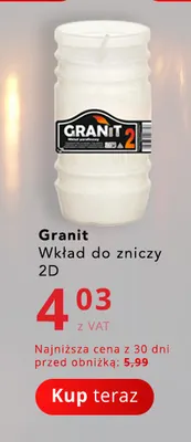 Wkład do zniczy 2D Granit promocja w Poczta Polska