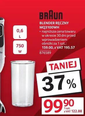 Blender ręczny Braun MQ3100WH 0,6L 750W promocja w Selgros