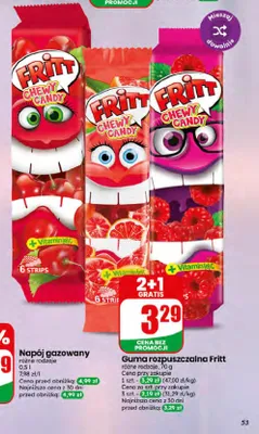 Guma rozpuszczalna Fritt Chewy Candy wiśniowa z witaminą C promocja w Dino