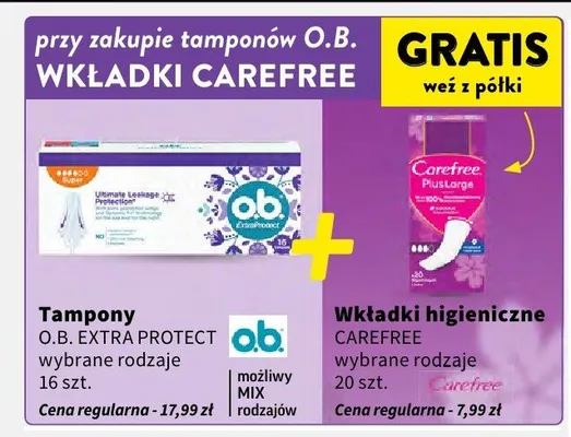 Tampony O.B. Extra Protect wybrane rodzaje promocja w Intermarche