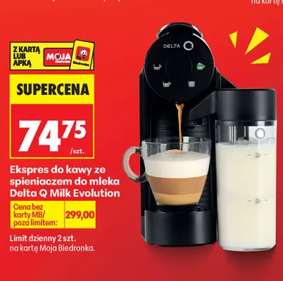 Ekspres do kawy ze spieniaczem do mleka Delta Q Milk Evolution promocja w Biedronka