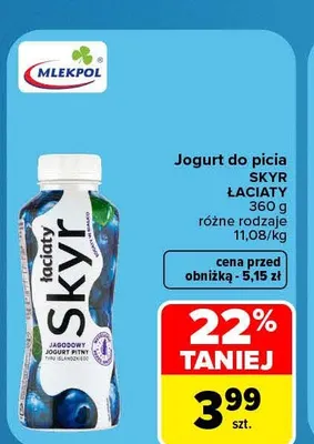 Jogurt do picia Skyr Łaciaty promocja w Carrefour