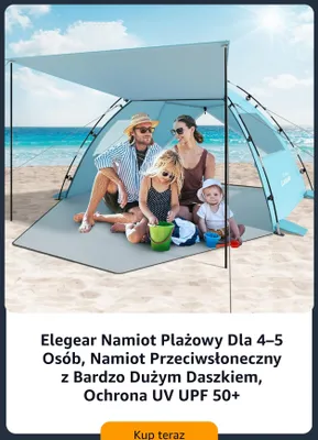 Namiot plażowy Elegear dla 4-5 osób promocja w Amazon