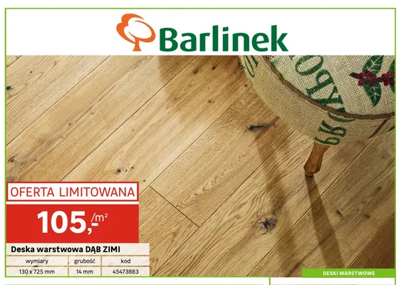 Deska warstwowa Dąb Zimi Barlinek promocja w Leroy Merlin