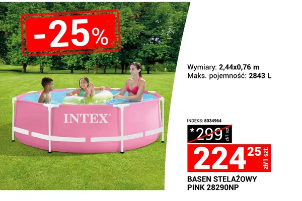 Basen stelażowy Pink 28290NP promocja w Merkury Market