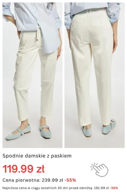 Spodnie damskie z paskiem promocja w Monnari