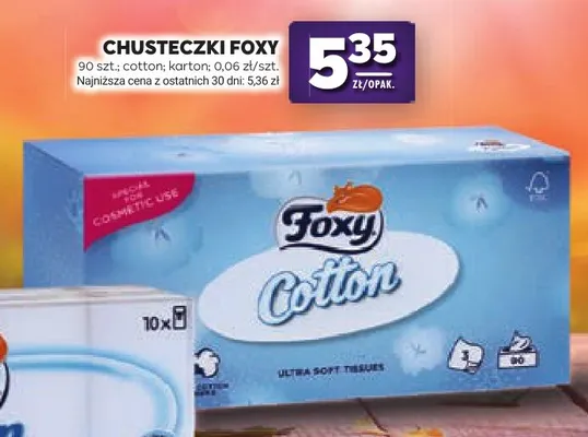 Chusteczki higieniczne Foxy Cotton 90-pak promocja w Stokrotka