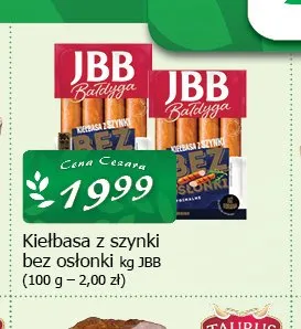 Kiełbasa z szynki bez osłonki JBB Bałdyga promocja w CEZAR Delikatesy