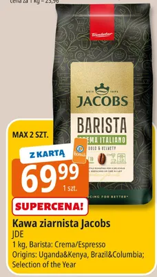 Kawa ziarnista Jacobs Barista Crema Italiano promocja w Leclerc