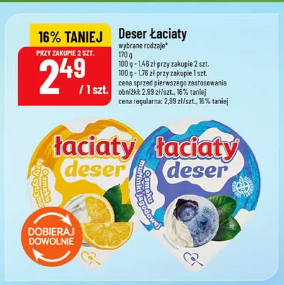 Deser Łaciaty o smaku muffinki jagodowej promocja w POLOmarket