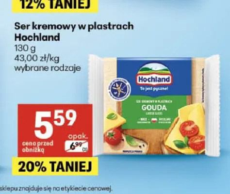 Ser kremowy w plastrach Hochland promocja w Delikatesy Centrum