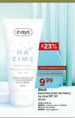 Barierowy krem do twarzy na zimę SPF 30 Ziaja promocja w Ziko Dermo