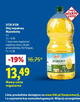 Olej rzepakowy wyśmienity 3 l promocja w Lidl