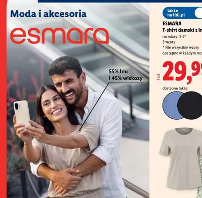 T-shirt damski z lnem ESMARA promocja w Lidl