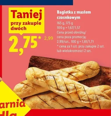 Bagietka z masłem czosnkowym Piekarnia Lidla 165 g promocja w Lidl
