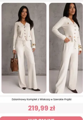 Dzianinowy komplet z wiskozą w szerokie prążki Reneé promocja w Renee