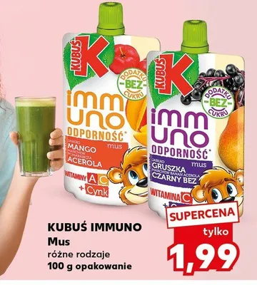 Mus różne rodzaje Kubuś Immuno promocja w Kaufland