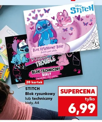 Blok rysunkowy biały Stitch A4 promocja w Kaufland