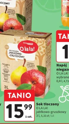 Sok tłoczony Olala! jabłkowo-gruszkowy 3l promocja w Intermarche