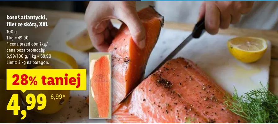 Łosoś atlantycki filet ze skórą XXL promocja w Lidl