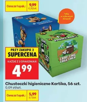 Chusteczki higieniczne Kartika Minecraft promocja w Biedronka